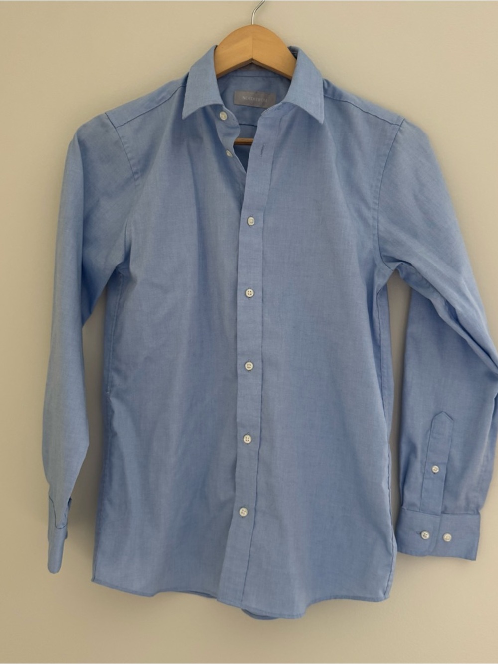 Nordstrom Boys Blue No-Iron Long-Sleeve Button-Down Shirt